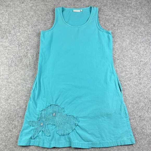 Lulu B Dress Womens S Blue Coastal Seashell Starfish Applique Beach Pockets - Picture 1 of 16
